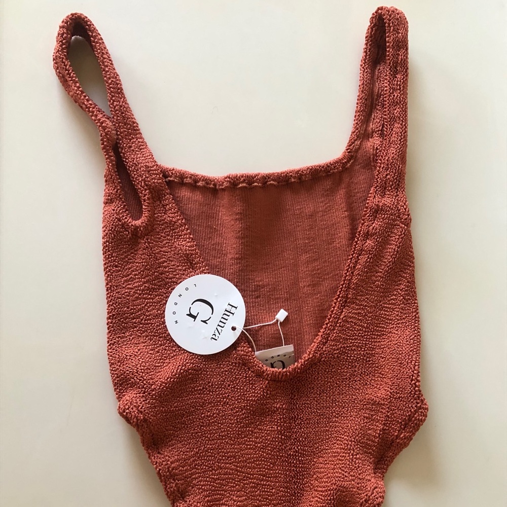 Hunza G Classic Square Neck Swimsuit Metallic Rust